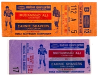 Pair of September 29, 1977, Muhammad Ali vs. Earnie Shavers Pictorial Ticket Stubs at Madison Square Garden – One Regular Ticket and one “Working Press Ringside” Ticket