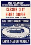 June 18, 1963, Cassius Clay vs. Henry Cooper Heavyweight Title Fight Program with <em>Daily Express</em> Cummunity Singing Insert – Clay Nearly Knocked Out in the 4th Round!