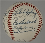 1939 American League All-Star Team Signed Ball (Signed at 25th Anniversary Ceremony in 1964) with DiMaggio, Jimmie Foxx, Hank Greenberg, Lefty Grove, Bob Feller and Joe Cronin (18 Signatures)