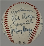 1939 American League All-Star Team Signed Ball (Signed at 25th Anniversary Ceremony in 1964) with DiMaggio, Jimmie Foxx, Hank Greenberg, Lefty Grove, Bob Feller and Joe Cronin (18 Signatures)