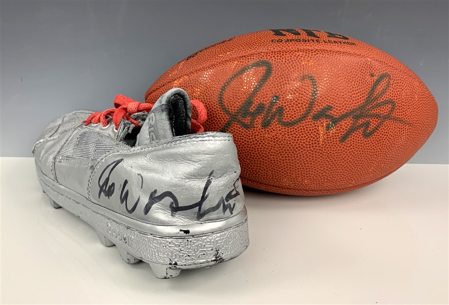 Joe Washington Signed Silver Football Cleat and Signed Wilson NFL Football (BAS)