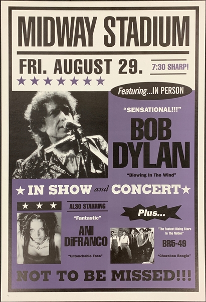 1997 Bob Dylan Concert Poster <em>Time Out of Mind</em> Tour – Midway Stadium, St. Paul, Minn.