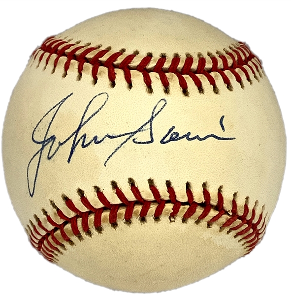 Johnny Sain Single Signed Baseball – Threw First Pitch to Jackie Robinson in 1947 (BAS)