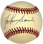 Johnny Sain Single Signed Baseball – Threw First Pitch to Jackie Robinson in 1947 (BAS)