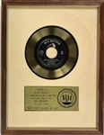 RIAA Gold Record Award for Elvis Presley’s 1961 Single “Cant Help Falling in Love” "To ELVIS PRESLEY" - Certified in 1962 - White Linen Matte Style