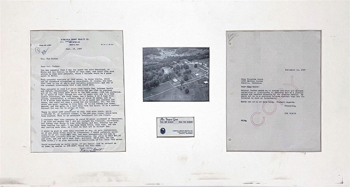 1957 Real Estate Proposal to Elvis Presley From  Realtor Who Sold Him Graceland - From The 1999 Graceland Archives Auction