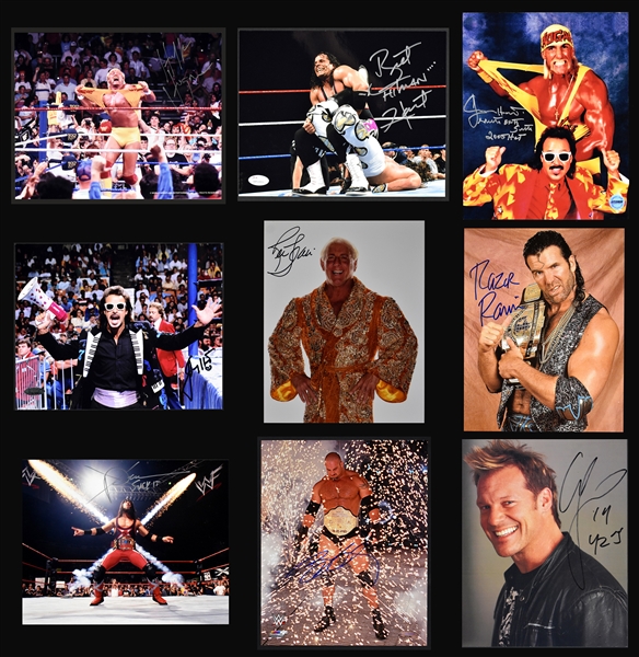 Collection of Nine Wrestling Superstars Signed 8x10s Incl. Hulk Hogan (9) (BAS)