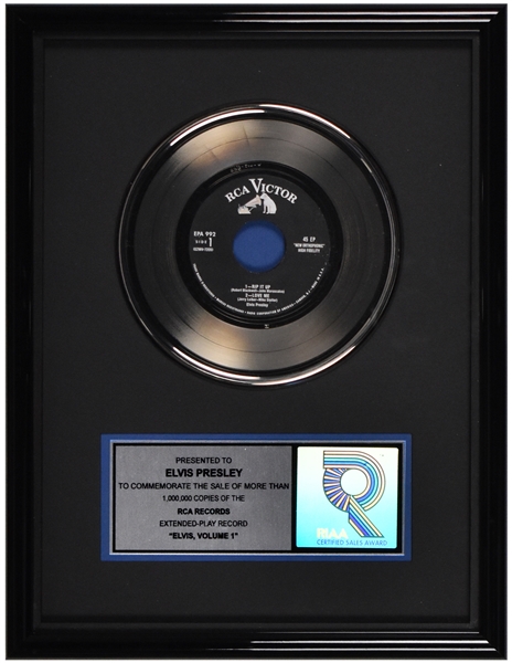 RIAA Platinum Record Award for Elvis Presleys 1956 EP <em>Elvis Volume 1</em>