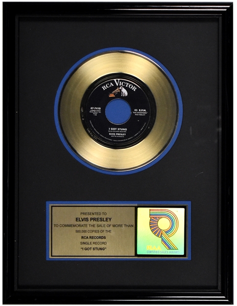 RIAA Gold Record Award for Elvis Presleys 1958 Single “I Got Stung””