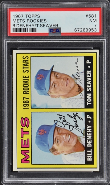 1967 Topps Baseball #581 Tom Seaver Rookie Card – PSA NM 7