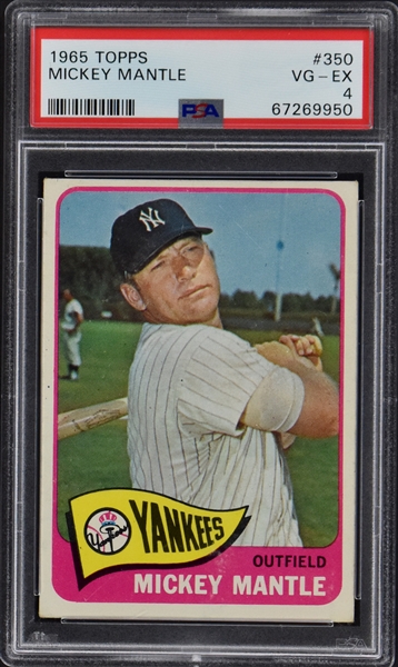 1965 Topps Baseball #350 Mickey Mantle – PSA VG-EX 4