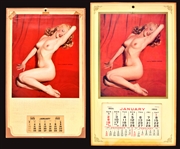 Stunning Pair of UNUSED 1950's Marilyn Monroe “Golden Dreams” Nude Calendars – 1954 and 1955