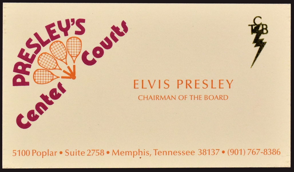 Elvis Presley "Chairman of the Board" Business Card for "Elvis Presleys Center Courts"