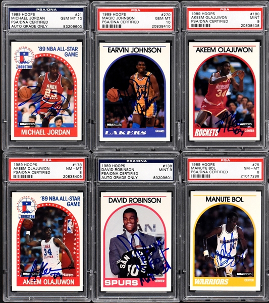 1989 HOOPS Basketball Near-Complete Autographed Set (293/352) Incl. #21 Michael Jordan PSA/DNA GEM MINT 10 Plus 292 Other Signed Cards 