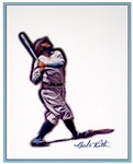 Babe Ruth Swinging Charles Conlon Photographic Colorized Print