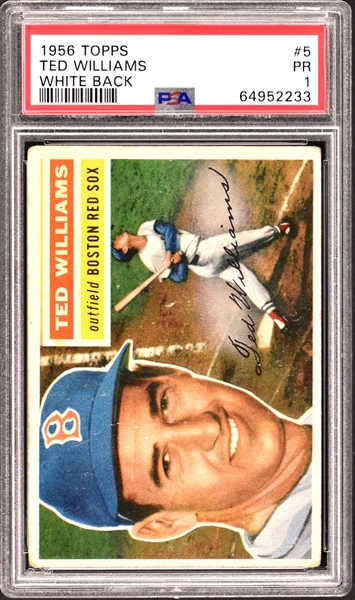 1956 Topps #5 Ted Williams (White Back) – PSA PR 1