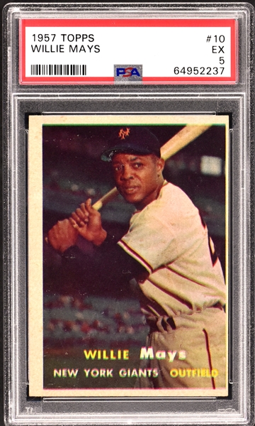 1957 Topps #10 Willie Mays – PSA EX 5