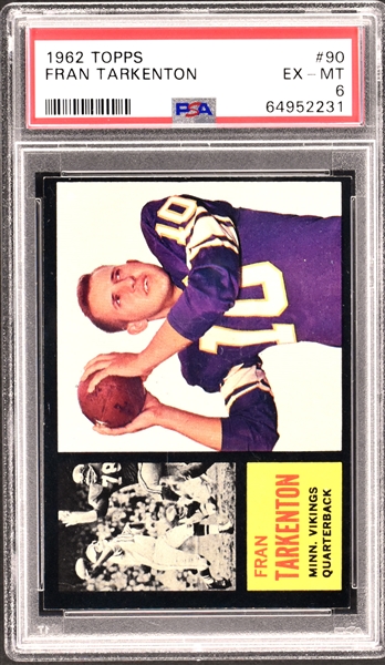 1962 Topps Football #90 Fran Tarkenton – PSA EX-MT 6