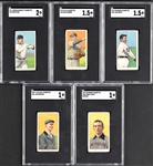 1909-11 T206 Group of Five Tougher Backs – All SGC Graded – Incl. Cycle, Old Mill, Sovereign and American Beauty