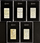 1909-11 T206 Group of Five Tougher Backs – All SGC Graded – Incl. Cycle, Old Mill, Sovereign and American Beauty