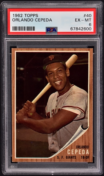 1962 Topps #40 Orlando Cepeda – PSA EX-MT 6