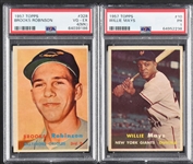 1957 Topps Baseball Partial Set (276/407) With Many Hall of Famers Plus #328 Brooks Robinson PSA 4 and #10 Willie Mays PSA 1 