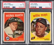 1959 Topps Partial Set (492/572) Including #10 Mickey Mantle (PSA 4) and #50 Willie Mays (PSA VG 3)