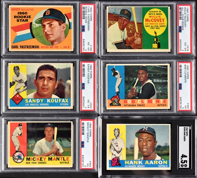 1960 Topps Baseball Near Set (546/572) Including #350 Mantle PSA 3