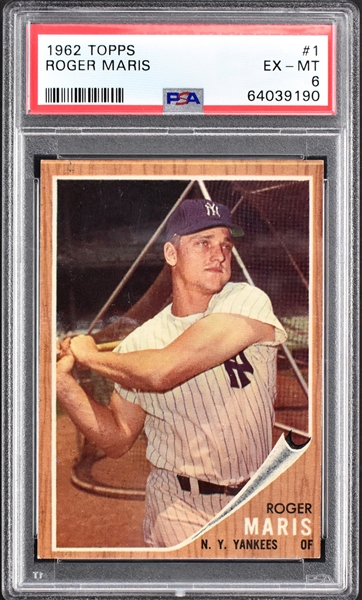 1962 Topps #1 Roger Maris – PSA EX-MT 6