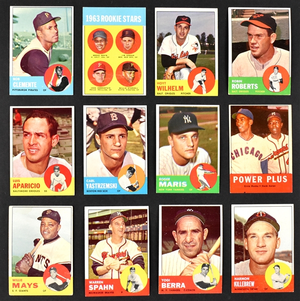 1963 Topps Baseball Partial Set (198/576) PLUS 181 Duplicates