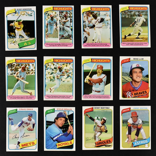 1980 Topps Baseball Complete Set (726) Incl. #482 Rickey Henderson Rookie Card