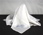 Elvis Presley Stage-Worn White Facsimile Signature Scarf Given to a Fan From the Stage at The Silverdome in Pontiac, Michigan on New Year's Eve 1975