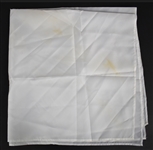 Elvis Presley Stage-Worn White Facsimile Signature Scarf Given to a Fan From the Stage at The Silverdome in Pontiac, Michigan on New Year's Eve 1975