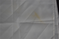 Elvis Presley Stage-Worn White Facsimile Signature Scarf Given to a Fan From the Stage at The Silverdome in Pontiac, Michigan on New Year's Eve 1975
