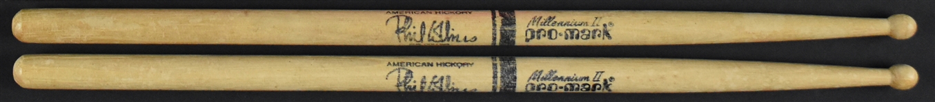 Phil Collins Stage-Used Set List, “Crew” Backstage Pass and Drum Sticks Plus Daryl Stuermer Picks (2)
