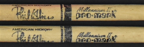 Phil Collins Stage-Used Set List, “Crew” Backstage Pass and Drum Sticks Plus Daryl Stuermer Picks (2)