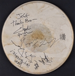 Cracker Complete Band-Signed Drumhead and Stage-Used Drumstick Plus “Working Crew” Backstage Pass
