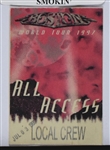 Boston Drummer “Slam-G” (Marvin Hammett) Stage-Used Drumstick, Stage-Used Set List and “LOCAL CREW” Backstage Passes (2)