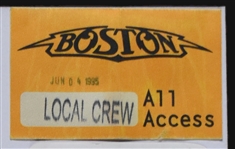Boston Drummer “Slam-G” (Marvin Hammett) Stage-Used Drumstick, Stage-Used Set List and “LOCAL CREW” Backstage Passes (2)
