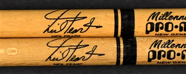 Neil Peart Stage-Acquired Drumsticks, Alex Lifeson Guitar Picks (2), RUSH “Working Personnel” Backstage Passes (3) and Other Tour Ephemera (12 Pieces Total)