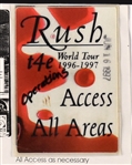 Neil Peart Stage-Acquired Drumsticks, Alex Lifeson Guitar Picks (2), RUSH “Working Personnel” Backstage Passes (3) and Other Tour Ephemera (12 Pieces Total)