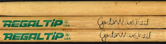 Gordon Marshall (The Moody Blues) Stage-Used Drumsticks (3) Plus “LOCAL CREW” Backstage Passes (3)