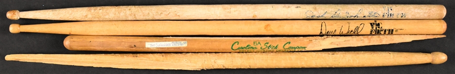 Stage-Used Drumsticks Collection of 4 Different Incl. Jazz Legend Jack DeJohnette and Others