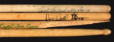 Stage-Used Drumsticks Collection of 4 Different Incl. Jazz Legend Jack DeJohnette and Others