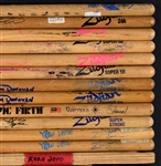 1990's Rock Band Stage-Used Drumstick Collection of 16 Different Incl. Drummers from Smashing Pumpkins, Hootie & The Blowfish, Korn, Nine Inch Nails and Others!