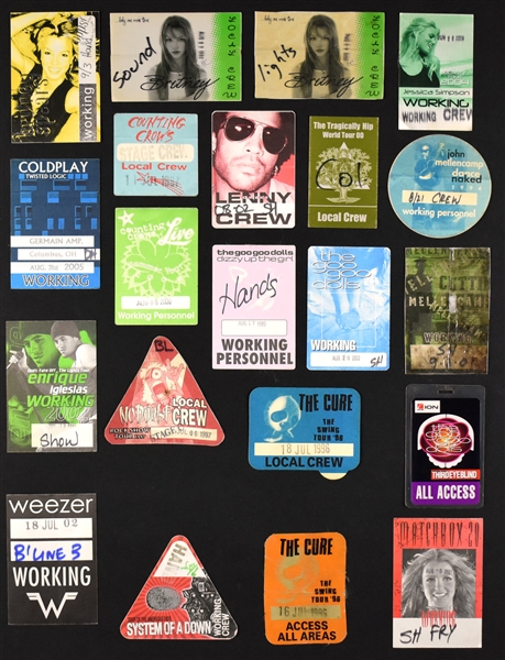 1990s-2000s Rock and Pop “WORKING CREW” Backstage Pass Collection of 67