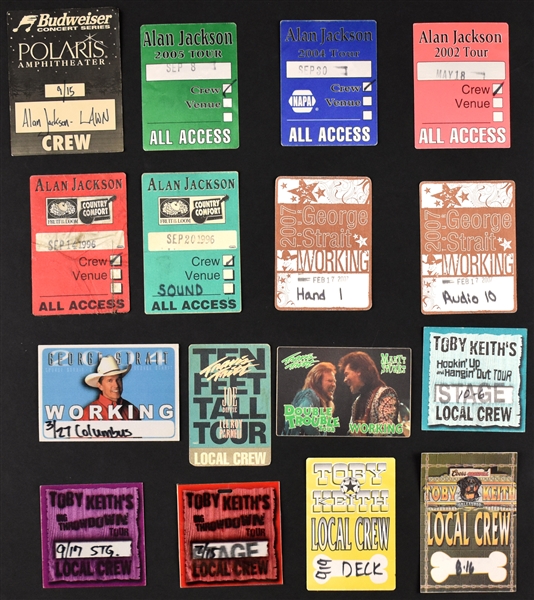 Country and Other Singers “WORKING CREW” Backstage Pass Collection of 57 Incl. Reba, Wynonna, Dwight Yoakam, George Strait, Alan Jackson and Others