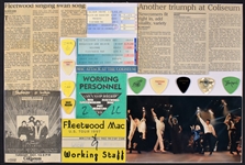 Stevie Nicks and Fleetwood Mac Collection with Stage-Used Set List, “WORKING CREW” Backstage Passes (5), Photos and Guitar Picks (9)