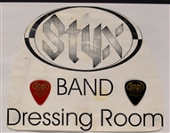 REO Speedwagon, Kansas and STYX Stage-Used Set Lists and Drumsticks (3), Plus Guitar Picks (27) and “WORKING CREW” Backstage Passes