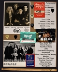 REO Speedwagon, Kansas and STYX Stage-Used Set Lists and Drumsticks (3), Plus Guitar Picks (27) and “WORKING CREW” Backstage Passes